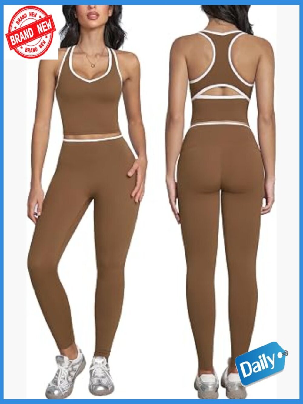 2-Piece Workout Set with Racerback Tank High Waist Leggings